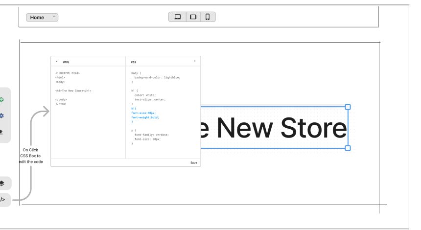 Wireframe with an inline code editor