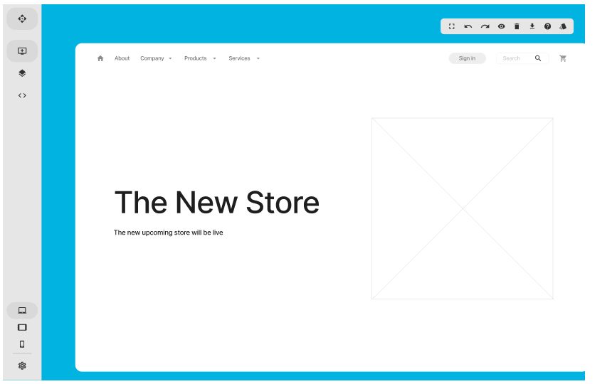 Wireframe with a blue frame around the page