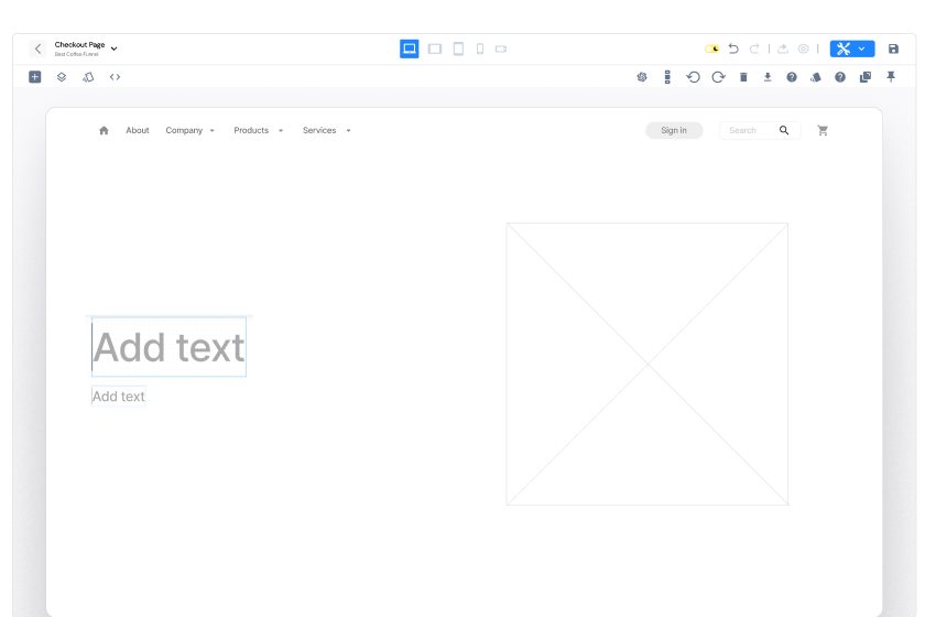 Late wireframe close to the final layout