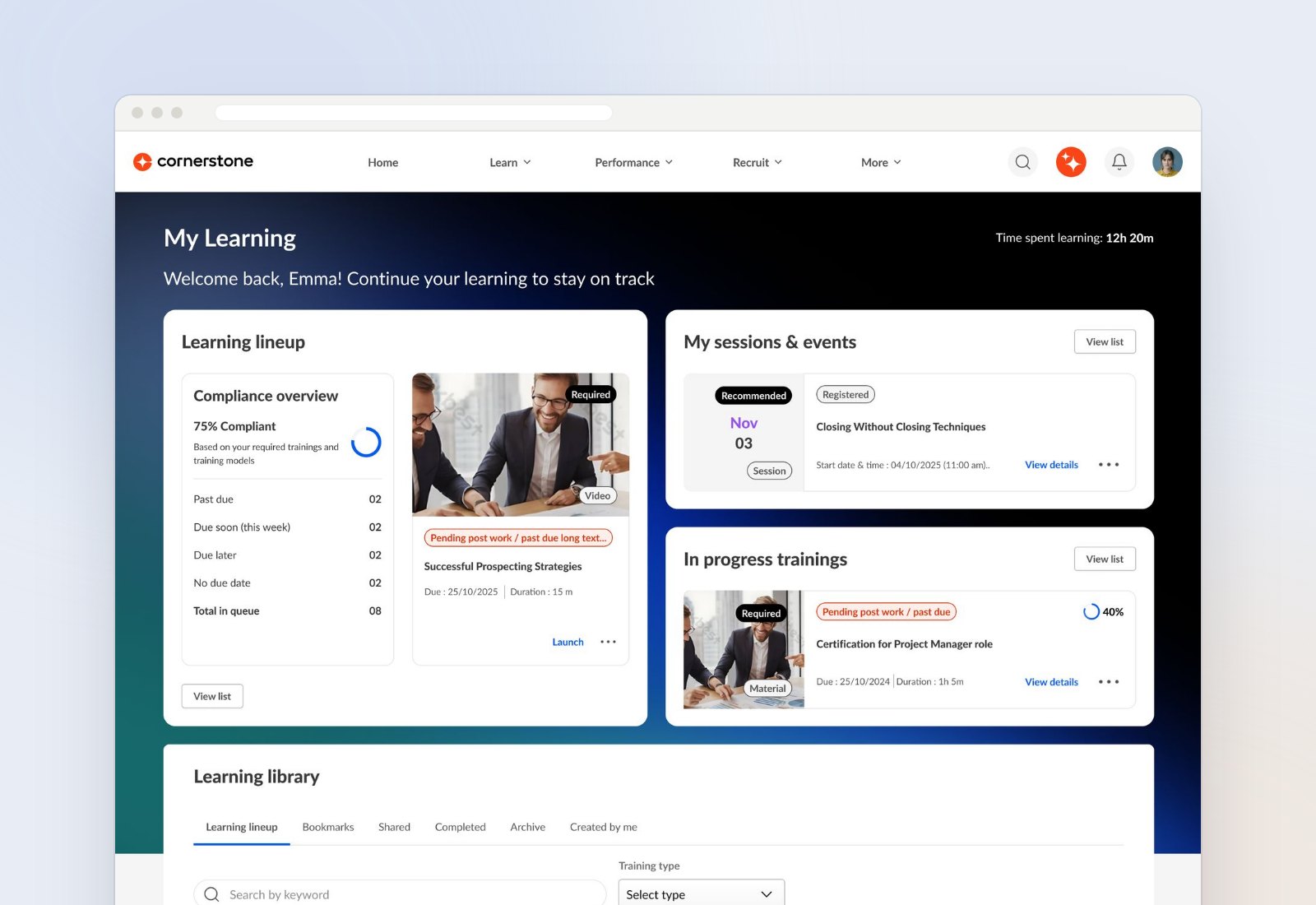 My Learning page