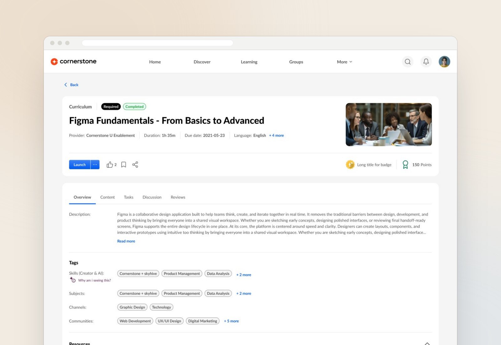 Universal Learning Details page